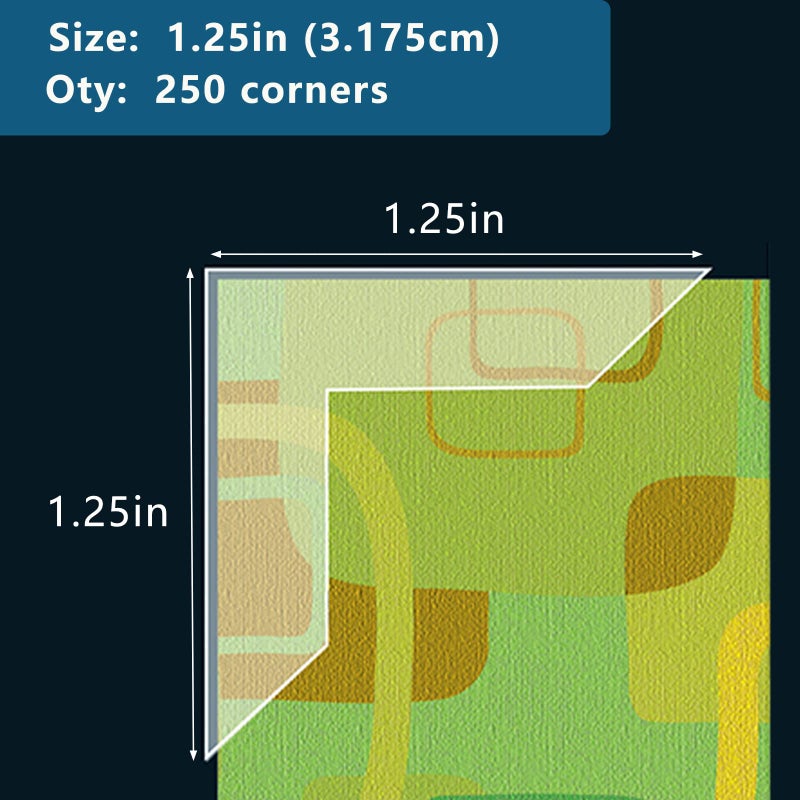 لينيكو زوايا تركيب أرشيفية من البولي بروبيلين من Lineco، زوايا صور شفافة ذاتية اللصق، خالية من الأحماض، 1.25 بوصة، عمل فني للتركيب، صور فوتوغرافية، وثائق. - Image 3
